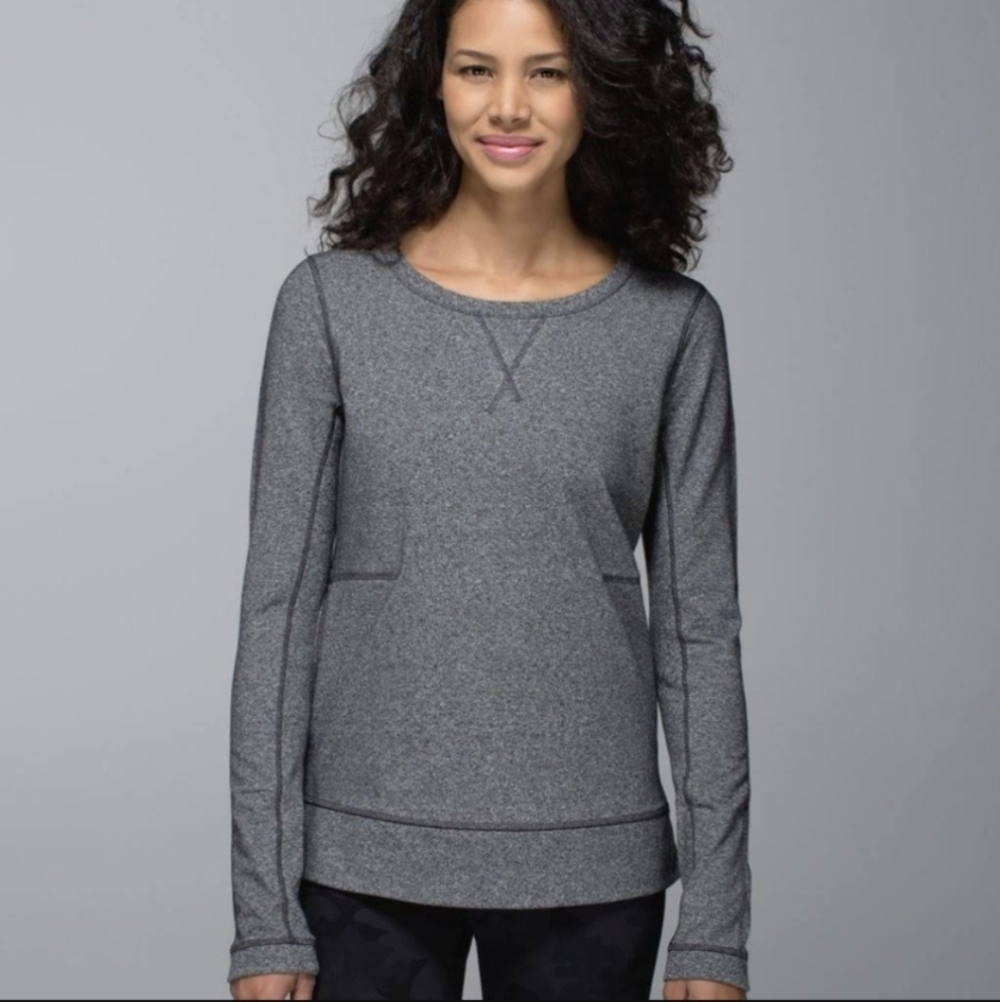Lululemon Exhalation Pullover Heathered Speckled Black Small